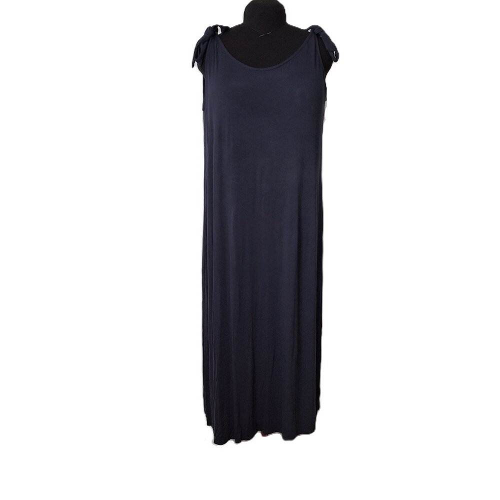 Tunic Summer Dress Women's Plus Size XL Dark Dusty Blue Casual Sleeveless Knit